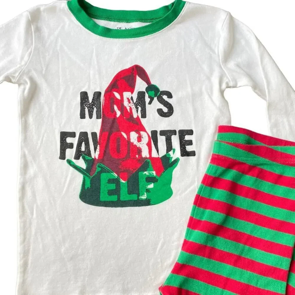 12 Children’s Place Long Sleeve Red Green Christmas Pajama Set Moms Favorite Elf
